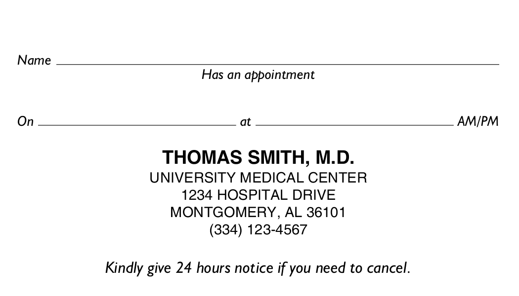Appointment Card Classic