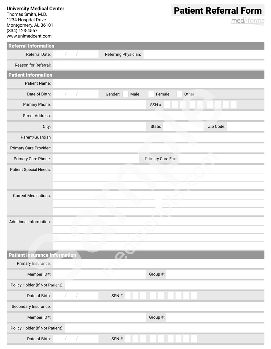 Medical Form Patient Referral Template