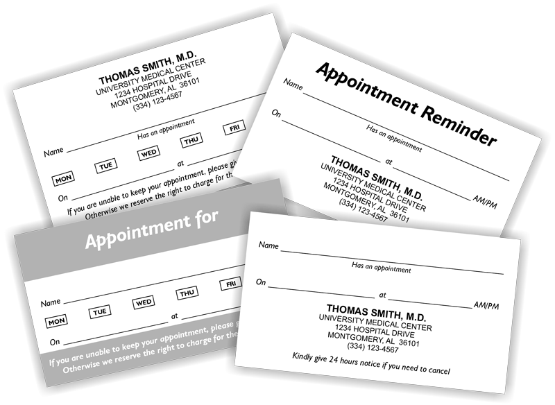 Medi Appointment Card Designs
